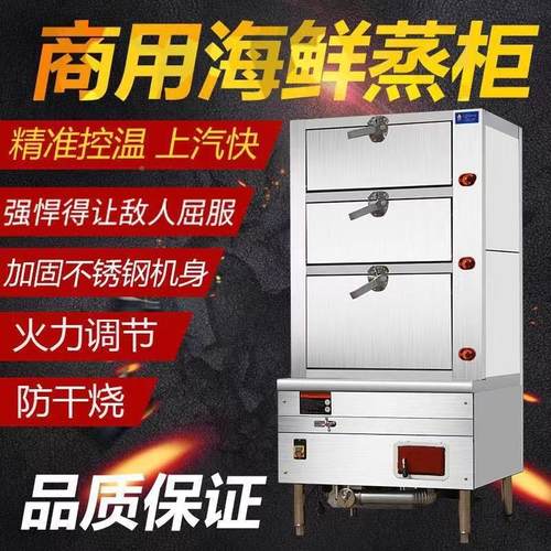 商用海鲜气蒸蒸柜蒸菜蒸门鱼柜三海鲜柜煤气天然分GTT层炖汤蒸菜