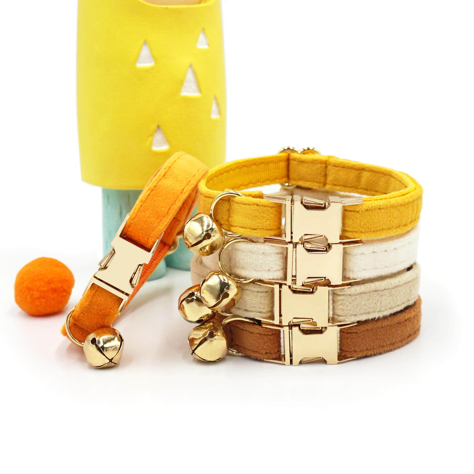 天鹅绒宠物猫咪铃铛项圈跨境激光刻字宠物猫脖圈猫咪项圈