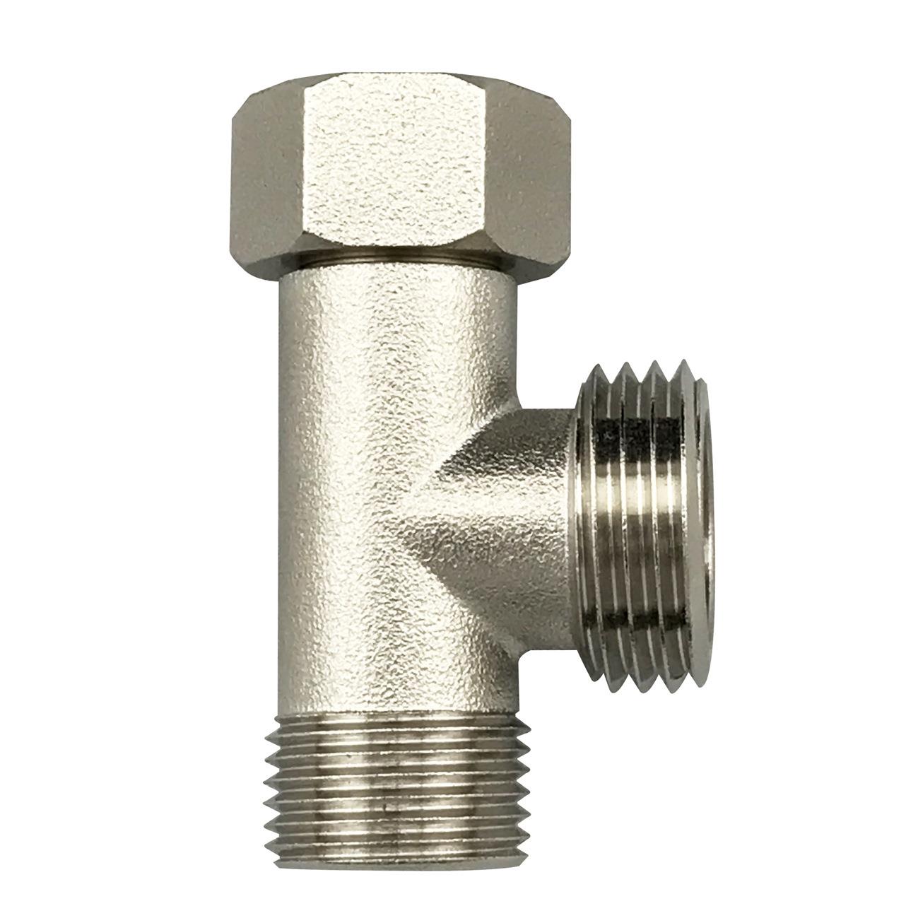 外贸跨境黄铜欧标G-3/8活接三通活动螺母马桶洁身器净水器接头