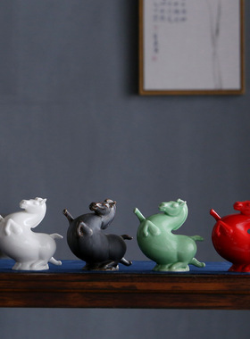 白瓷唐马摆件 办公桌酒柜马装饰品电视柜装饰玄关禅意工艺品摆设