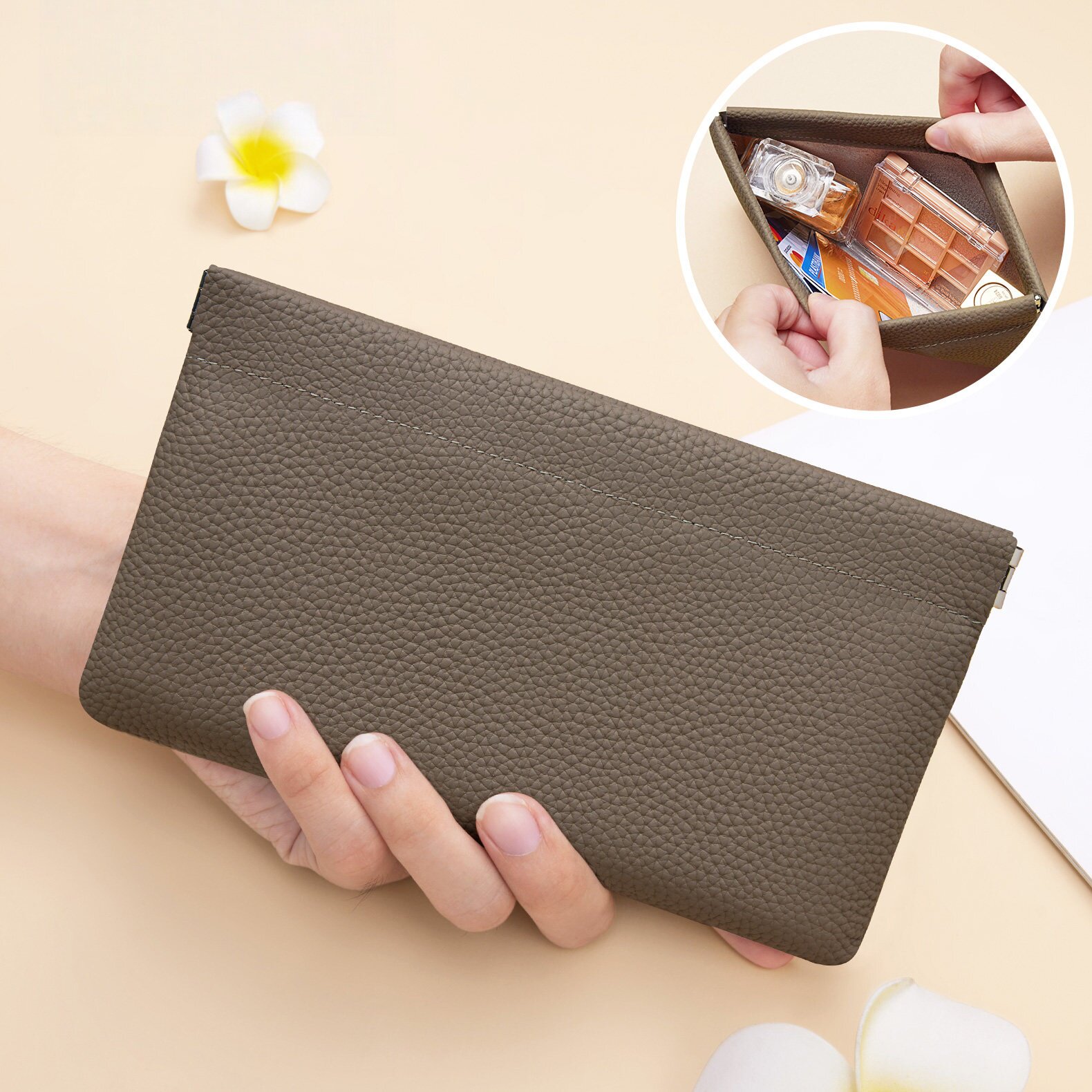 大容量女士2026新款长款现金钱包简约零钱包自动闭合收纳口红百元