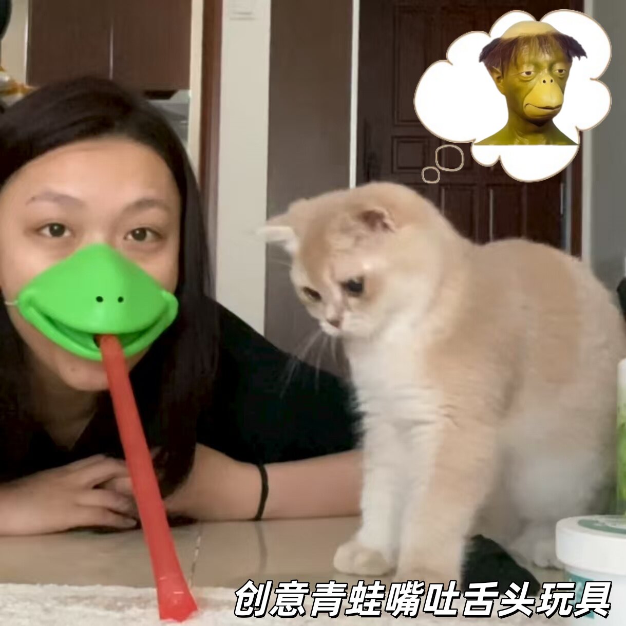 变色龙吐舌逗猫玩具解闷