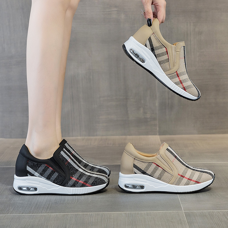 欧洲站乐福鞋满钻松糕女鞋爆款小白鞋2025新款全钻厚底内增高水钻