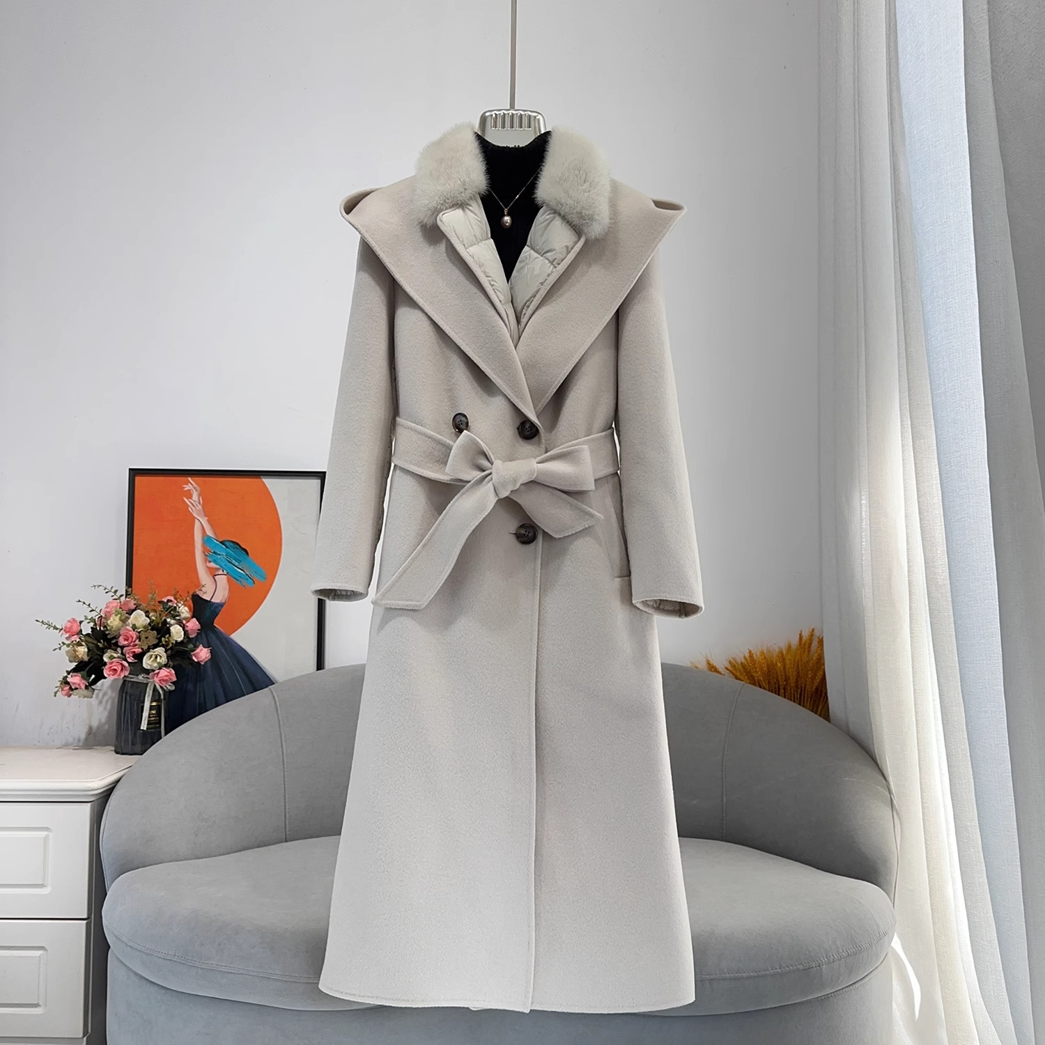 2025新款今年流行爆款羽绒服中长款加厚双面呢皮草女中长款水貂