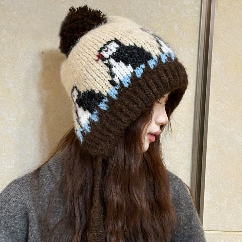 费尔岛可爱企鹅针织帽子女秋冬2025新款加厚保暖护耳雷锋帽毛线帽,服饰配件/皮带/帽子/围巾,帽子,淘宝优惠券,粉丝福利购,淘宝优惠卷