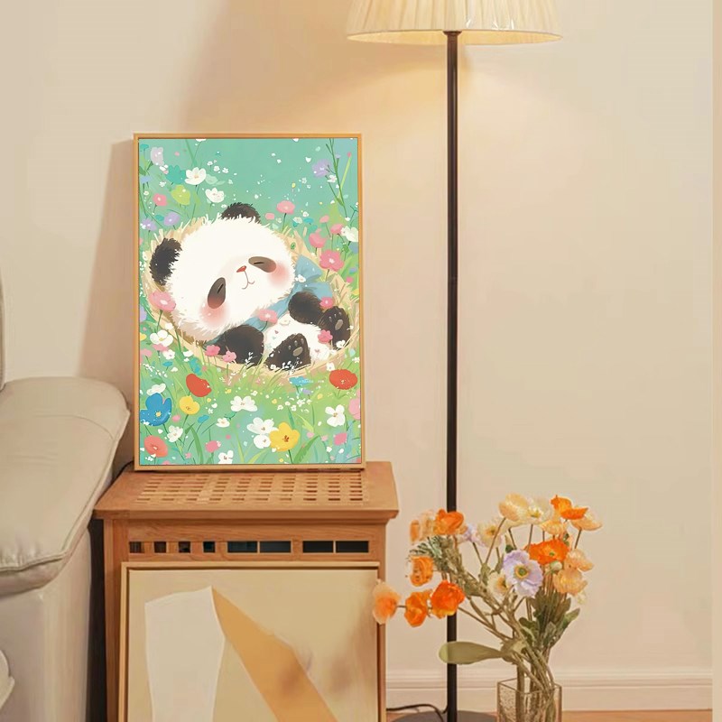 奶油风熊b猫挂画客厅走廊过道墙壁卡通装饰画2025ins餐厅玄关壁画图片