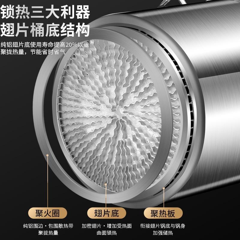 燃气节能汤桶带盖加厚大容量不锈钢汤锅H卤桶翅片复底圆桶304商用