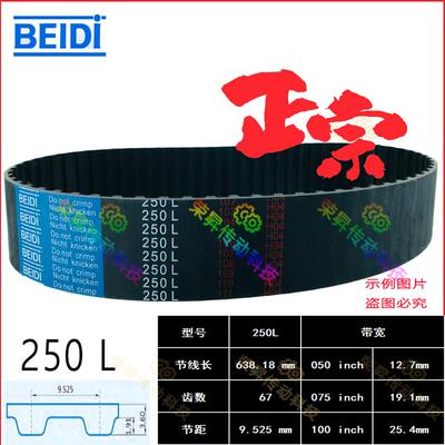 BEIDI同步带TBNV250L050/075编码器皮带250L100包装机制袋机齿形