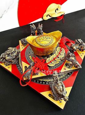 聚财阵铜招金蟾龙龟财麒麟貔貅聚宝盆家用罗盘客厅门店办公室摆件