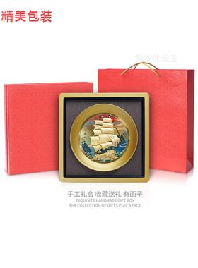 一帆风顺帆船摆件招财金箔画乔迁新居搬家客厅办公室公司开业礼物