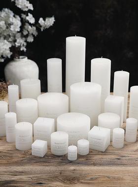 classic圆柱白色蜡烛欧式无味大蜡烛婚庆浪漫生日烛光晚餐