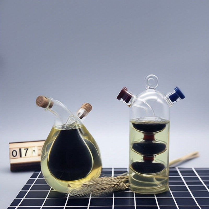 两用油壶软木塞透明玻璃密封油壶家用创意厨房酱油瓶醋瓶调料瓶
