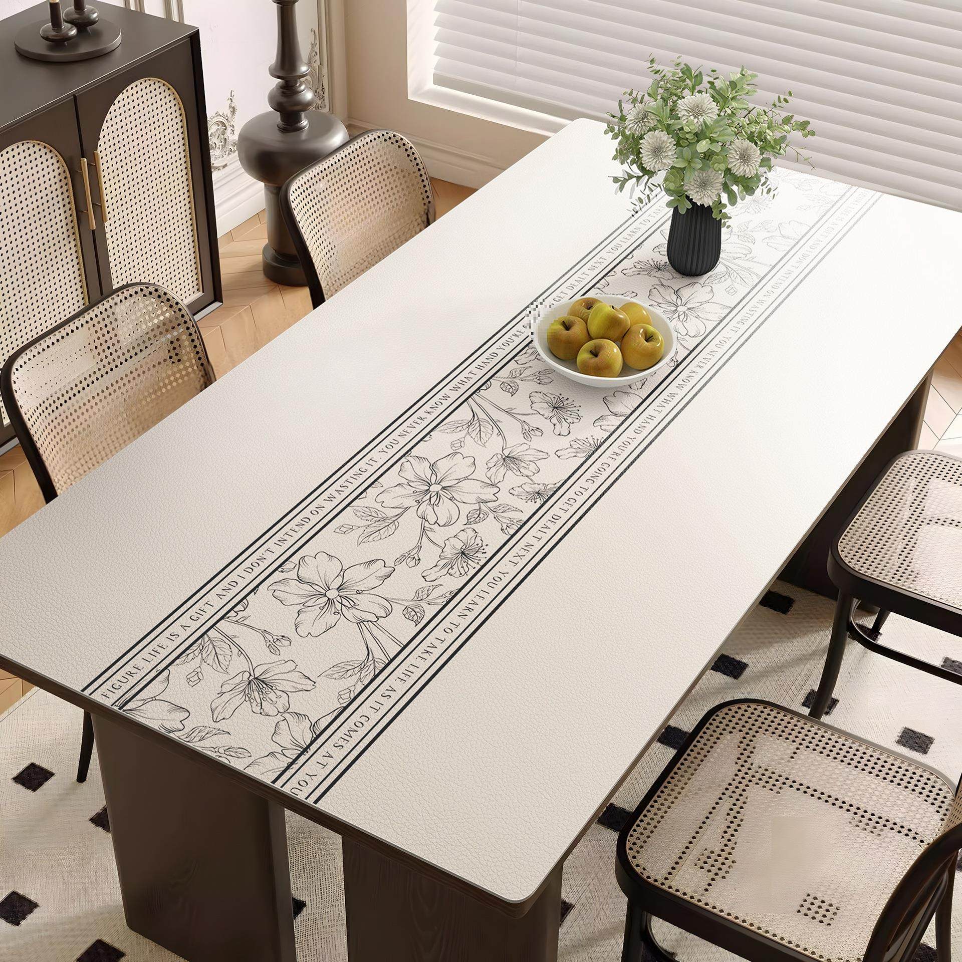 轻奢感餐桌垫防水防油防烫免洗桌布皮革隔热长方形茶几桌面垫