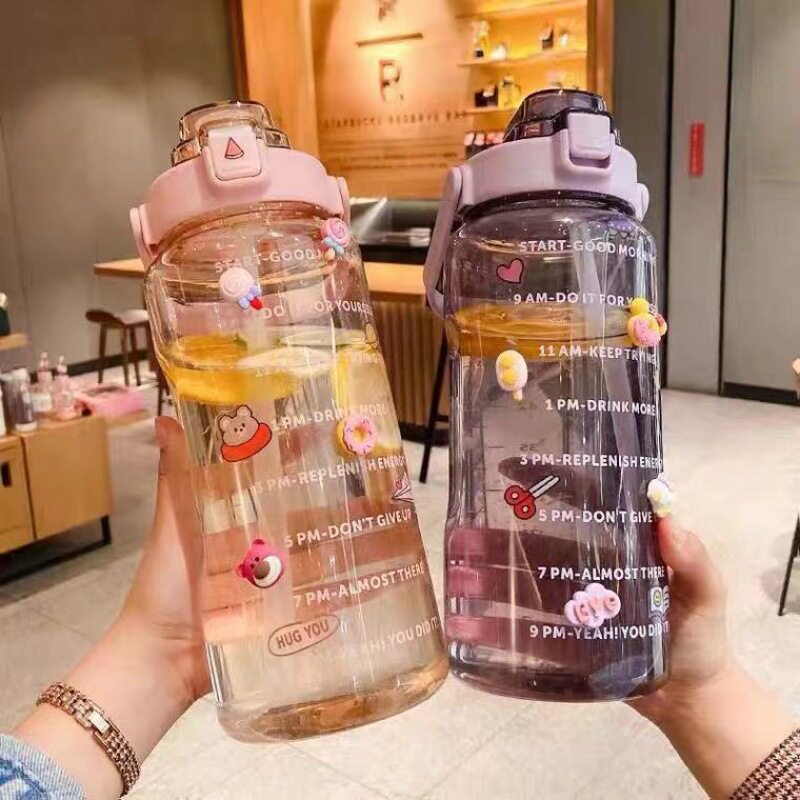 大容量塑料吸管大水杯塑料的水瓶高颜值大胖杯子水壶可爱夏季