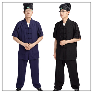 武当三宝领道士服装男夏季正一道服女居士服亚麻太极服女道装道