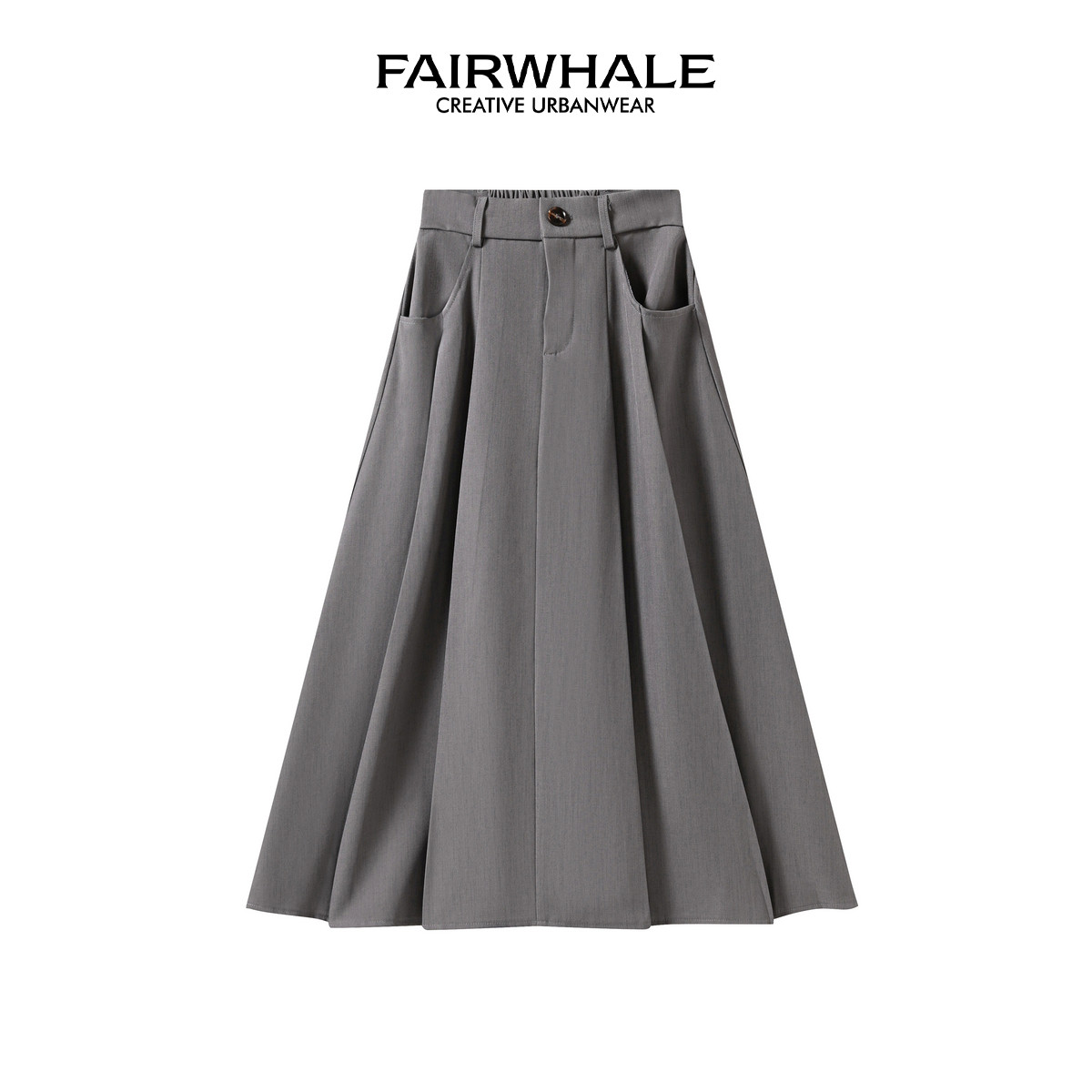 Mark Fairwhale/马克华菲时尚百搭褶皱显瘦高腰设计半裙夏季新款