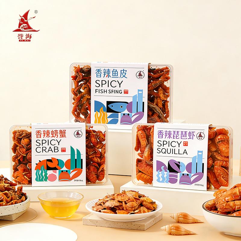 厦门特产誉海香辣螃蟹香辣海虾鱼皮琵琶虾小黄鱼酥即食鱼干零食