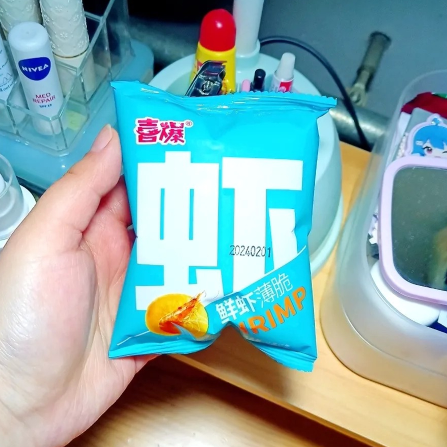 【抢】[厂家直销]喜爆 鲜虾脆片蟹黄脆片烧烤脆片 网红零食