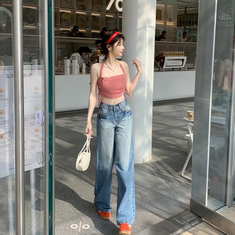 ZRZV美式复古低腰阔腿牛仔裤女春季新款宽松显瘦百搭垂感拖地裤