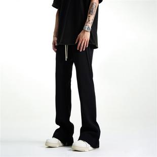 子男 高街拖地垂感直筒微喇叭开衩裤 FLY OFF基础百搭抽绳休闲西裤
