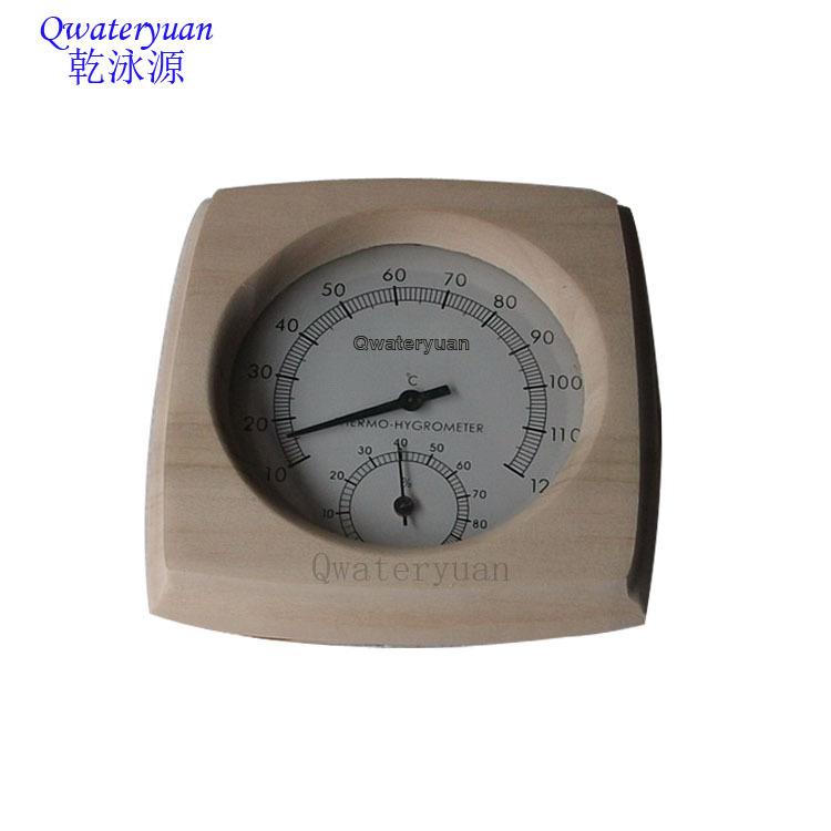 桑拿房汗蒸房温湿度表桑拿设备配件桑拿木制单表木框温湿度计厂家