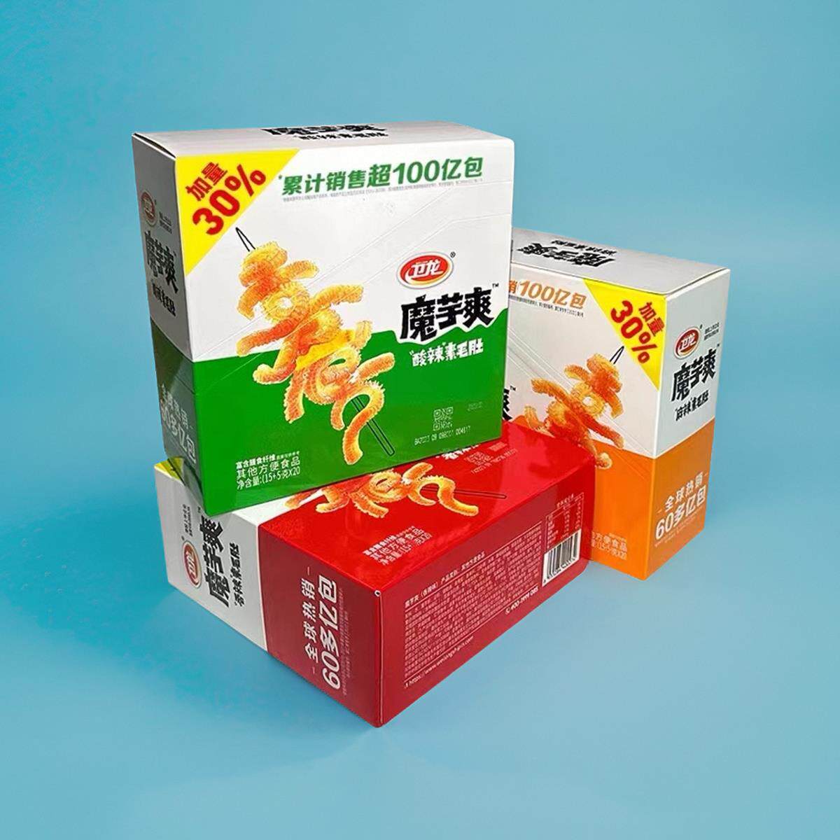 卫龙魔芋爽素毛肚盒装400g盒魔芋丝香辣麻辣泡椒零食小吃膳食纤维