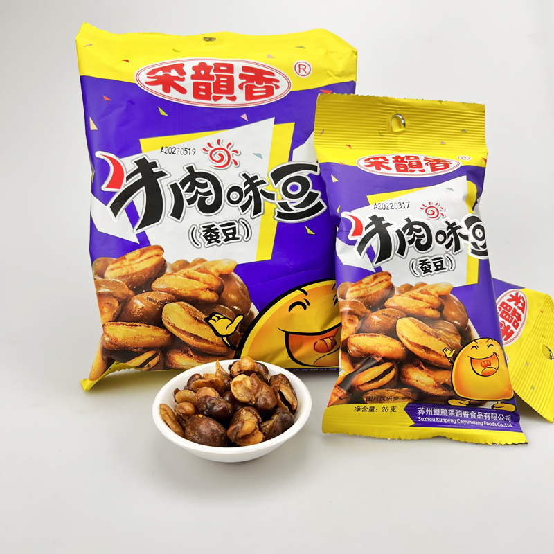 采韵香五香蚕豆酱汁牛肉味水煮干炒小特酥麻香辣原味零食油炸包装
