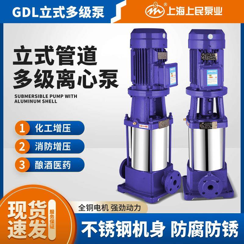 上海GDL不锈钢立式多级离心泵管道循环稳压泵高楼建筑增压泵