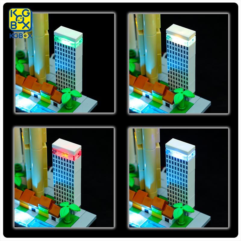 KGBOX乐高21057新加坡天际线建筑系列LED灯具积木玩具灯饰防尘罩