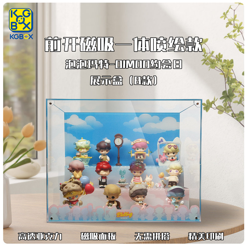KGBOXPOPMART泡泡玛特MOLLYDIMOO约会日亚克力展示盒防尘罩收纳