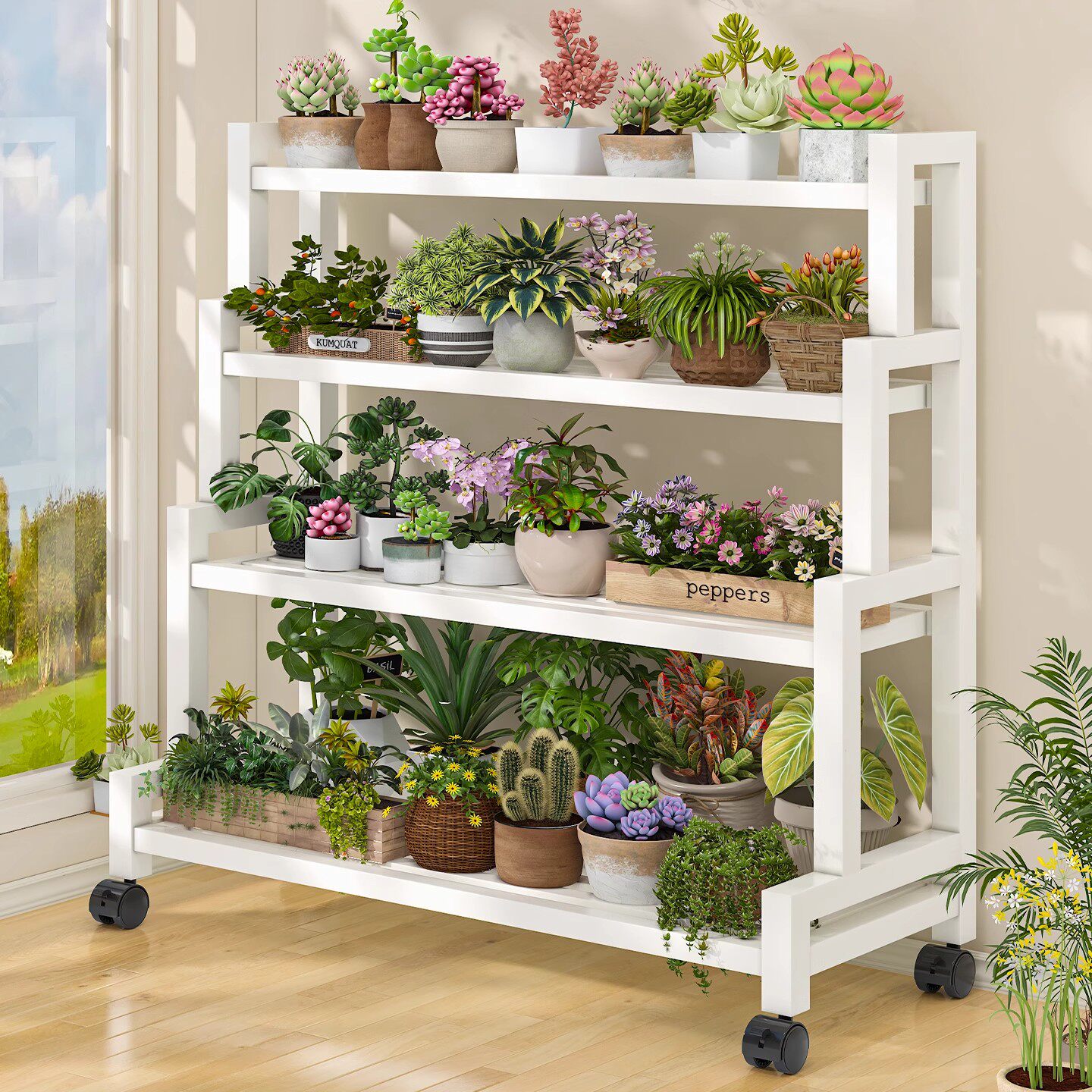 铁艺阳台花架可移动置物架