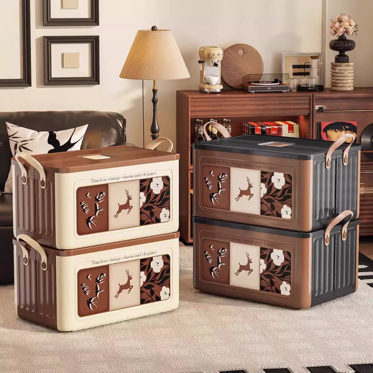 中古风可折叠收纳箱大容量