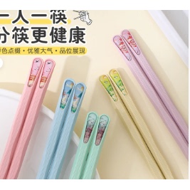 玩偶卡通一人一筷分餐快耐高温通用 国风家用合金指甲筷子10双日式