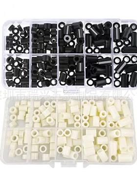 黑色白色ABS圆形双通塑料尼龙柱绝缘柱隔离柱150/200PCS盒装