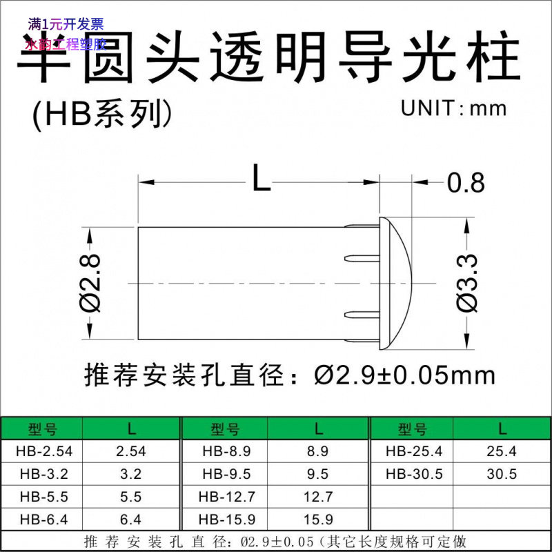 高透明LED发光二极管贴片导光柱