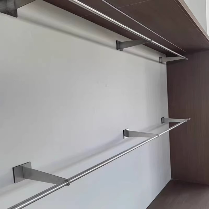 服装店展示架上墙不锈钢挂衣杆壁挂式陈列货架女装店专用衣服架子