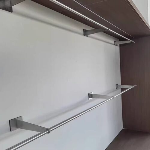 服装店展示架上墙不锈钢挂衣杆壁挂式陈列货架女装店专用衣服架子