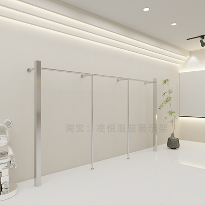 轻奢女装店服装店落地壁挂式展示陈列货架上墙专用不锈钢婚纱衣架