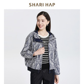 短上衣正品 HAP莎瑞连帽风衣外套女2025春秋新款 青花瓷 SHARI