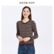 柜正品 SHARI 2025秋冬新款 上衣女装 HAP条纹针织衫 洋气百搭打底衫