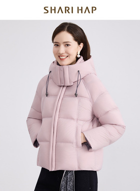 【加厚】SHARI HAP粉色短款羽绒服
