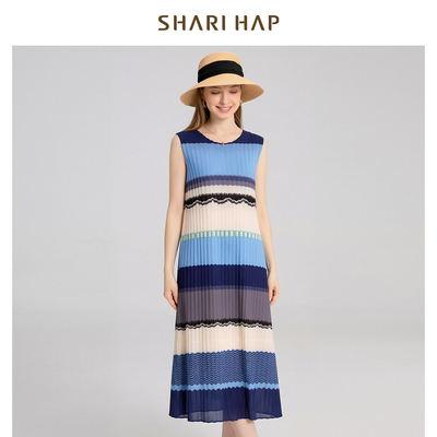 SHARI HAP褶皱连衣裙女中长款2026新款夏季新款海岛穿搭绝美裙子