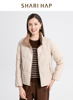 SHARI HAPP莎瑞羽绒服女短款轻羽绒休闲宽松大码2024冬装新款正品
