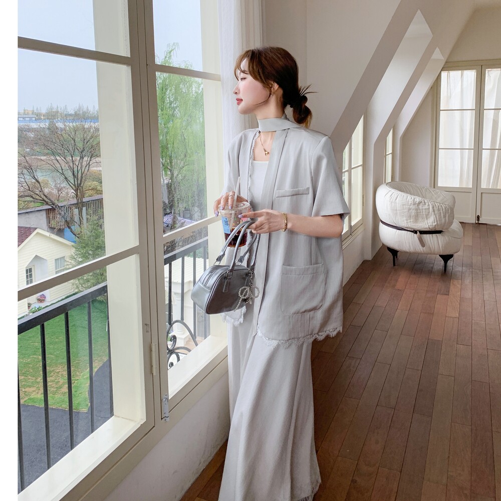新品新款蕾丝花边西装上衣+半身裙套装C211-870-P165控238,女装套装/套裙,2C211