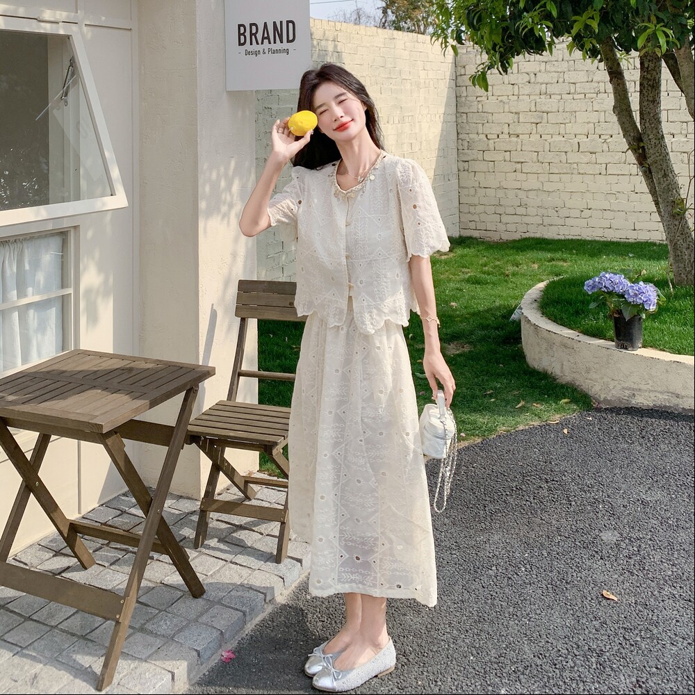 新品夏季新款镂空刺绣两件套C211-868-P155控228,女装套装/套裙,2C211