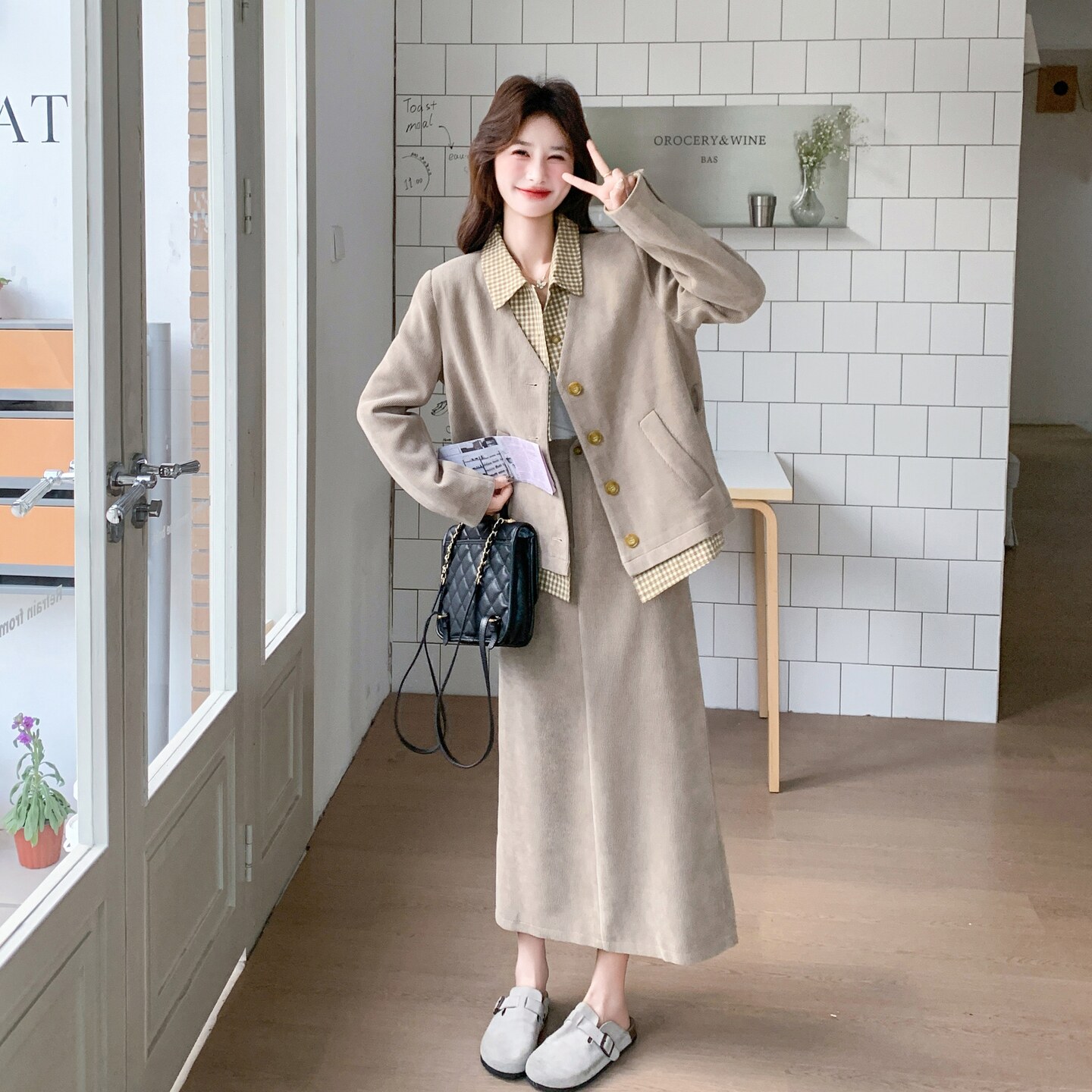 新品26春款假两件上衣+半身裙套装2C211-186-P225-K368,女装套装/套裙,2C211