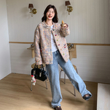 撞色编织多巴胺小香风粗花呢短外套女春秋2025新款小个子夹克上衣，女装短外套，2C211