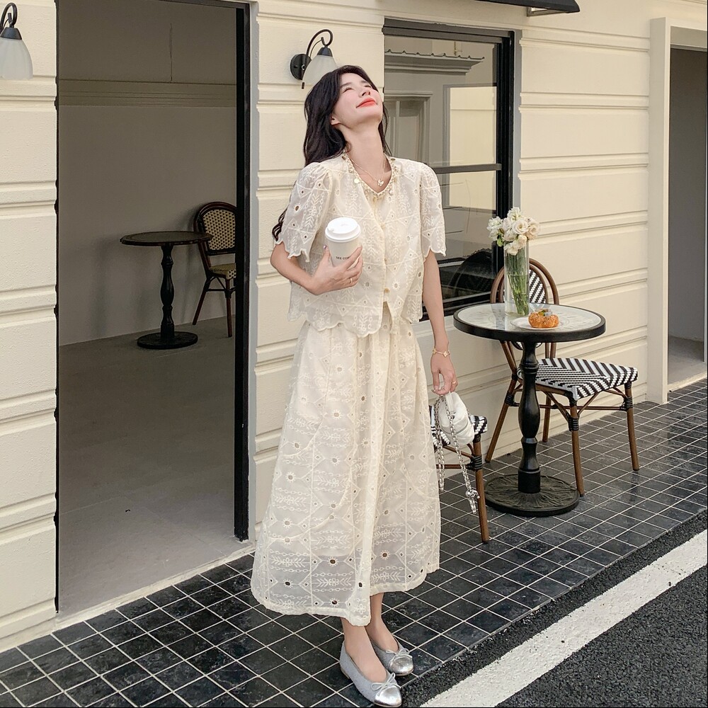 新品夏季新款镂空刺绣两件套C211-868-P155控228,女装套装/套裙,2C211