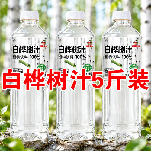 【5斤装】100%白桦树汁原汁原液无添加剂1250mlx2瓶健康植物饮料