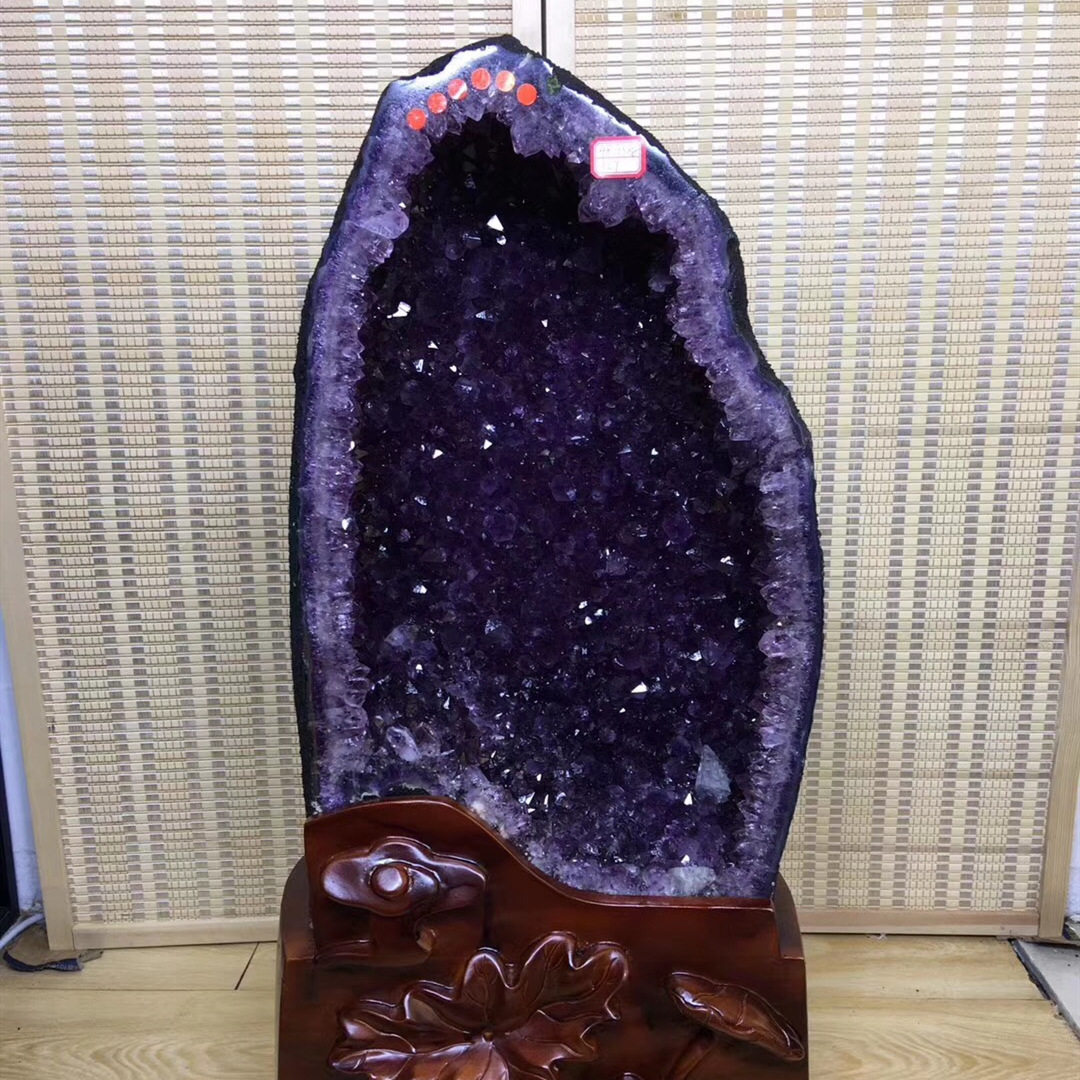 天然水晶洞紫晶洞摆件紫晶块原矿聚宝盆水晶 原石紫水晶洞